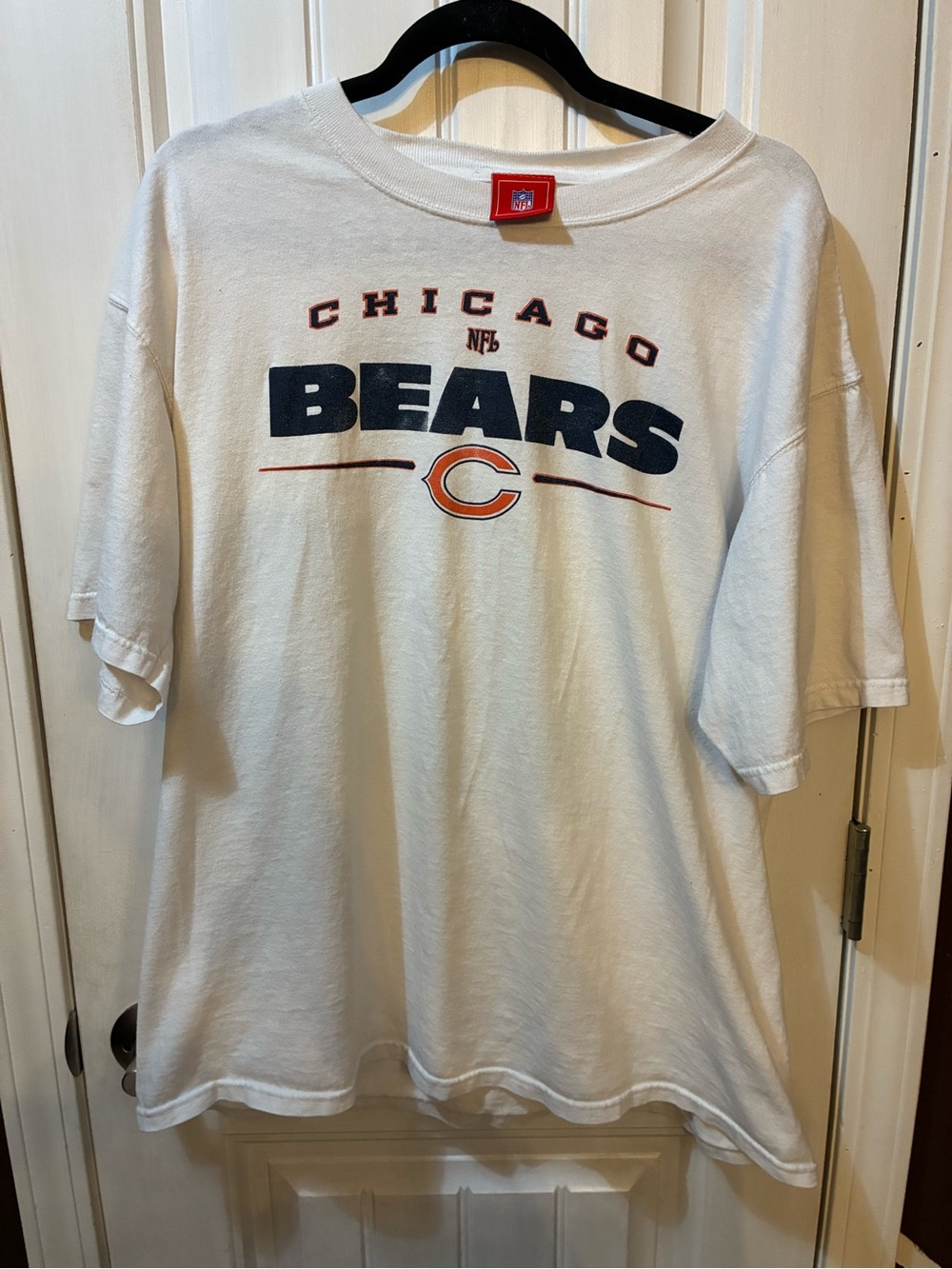 NFL Chicago Bears White Tee with Navy and Orange Logo